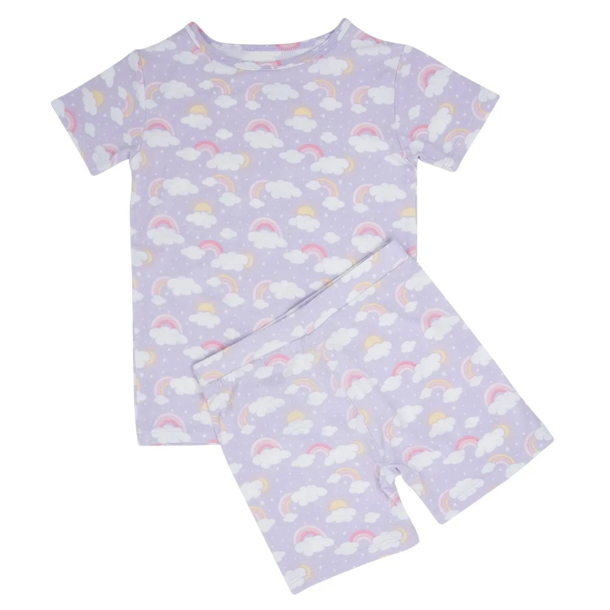 Sweet Bamboo Lavender Pajama Set with Lightweight Fabric for Kids Summer Sleep - 