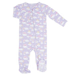 Sweet Bamboo Lavender Rainbows and Clouds Zipper Footie with Silky Soft Fabric for Babies - 
