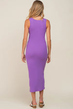 PinkBlush Lavender Ribbed Basic Maternity Maxi Dress - 