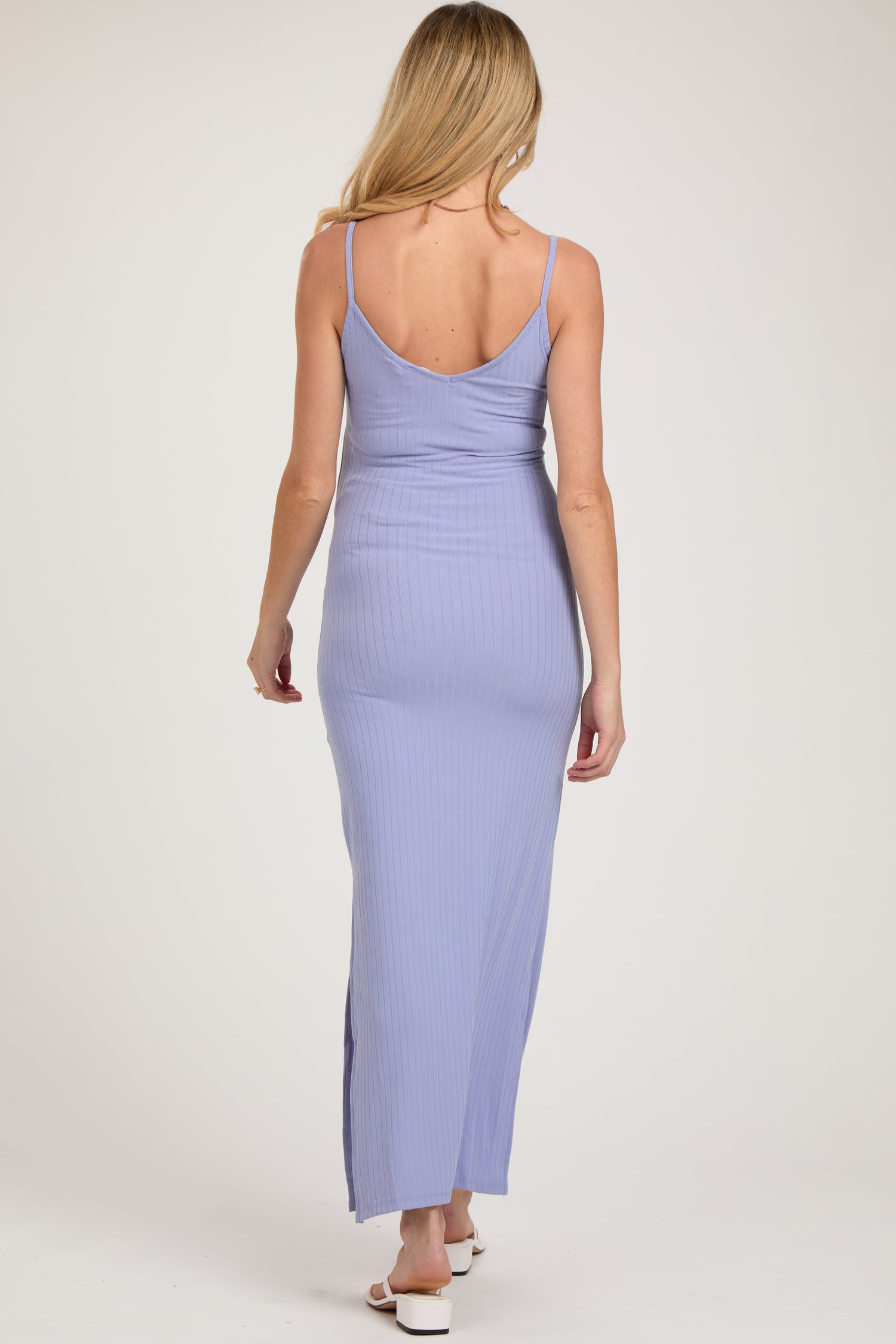 PinkBlush Lavender Side Slit Maternity Maxi DressEveretts Place