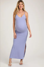 PinkBlush Lavender Maternity Maxi Dress with Side Slit for Stylish Moms - Apparel & Accessories > Clothing > Maternity Clothing > Maternity Dresses Apparel & Accessories > Clothing > Dresses