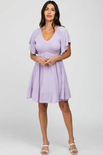 PinkBlush Lavender Smocked Front Ruffle Hem Dress - 