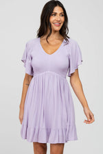 PinkBlush Lavender Smocked Front Ruffle Hem Maternity Dress - 