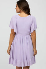 PinkBlush Lavender Smocked Front Ruffle Hem Maternity Dress - 