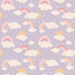 Sweet Bamboo Lavender Smocked Vintage Dress with Rainbows and Clouds for Baby Girls - 