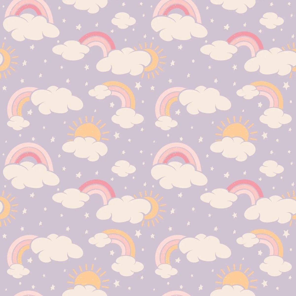 Sweet Bamboo Lavender Smocked Vintage Dress with Rainbows and Clouds for Baby Girls - 