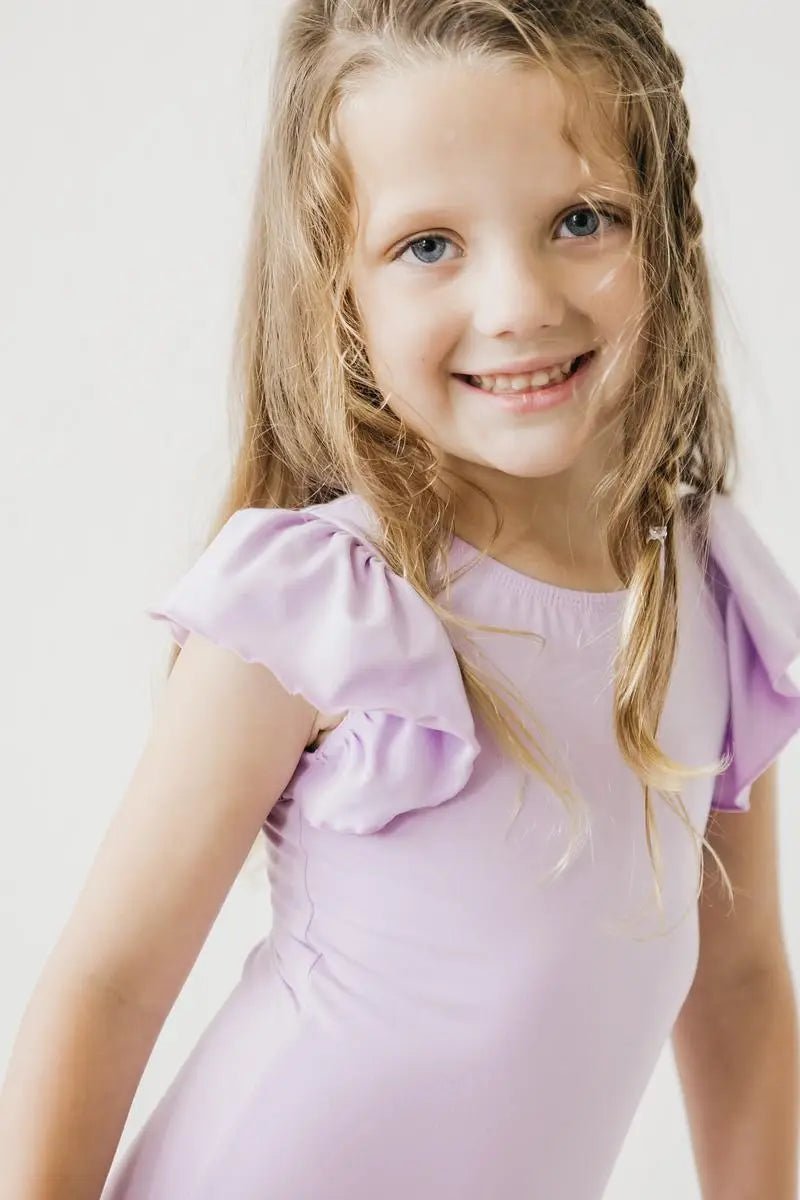 Mila & Rose ® Lavender S/S Flutter Sleeve Leotard - 