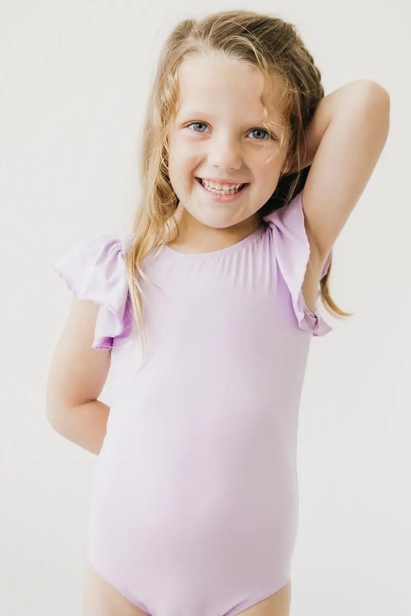 Mila & Rose ® Lavender S/S Flutter Sleeve Leotard - 