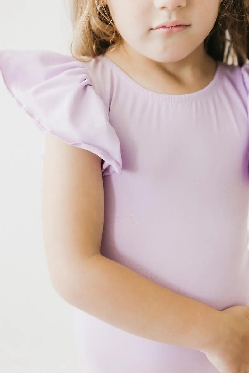 Mila & Rose ® Lavender S/S Flutter Sleeve Leotard - 