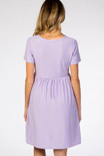 PinkBlush Lavender Swiss Dot Short Sleeve Maternity Dress - 