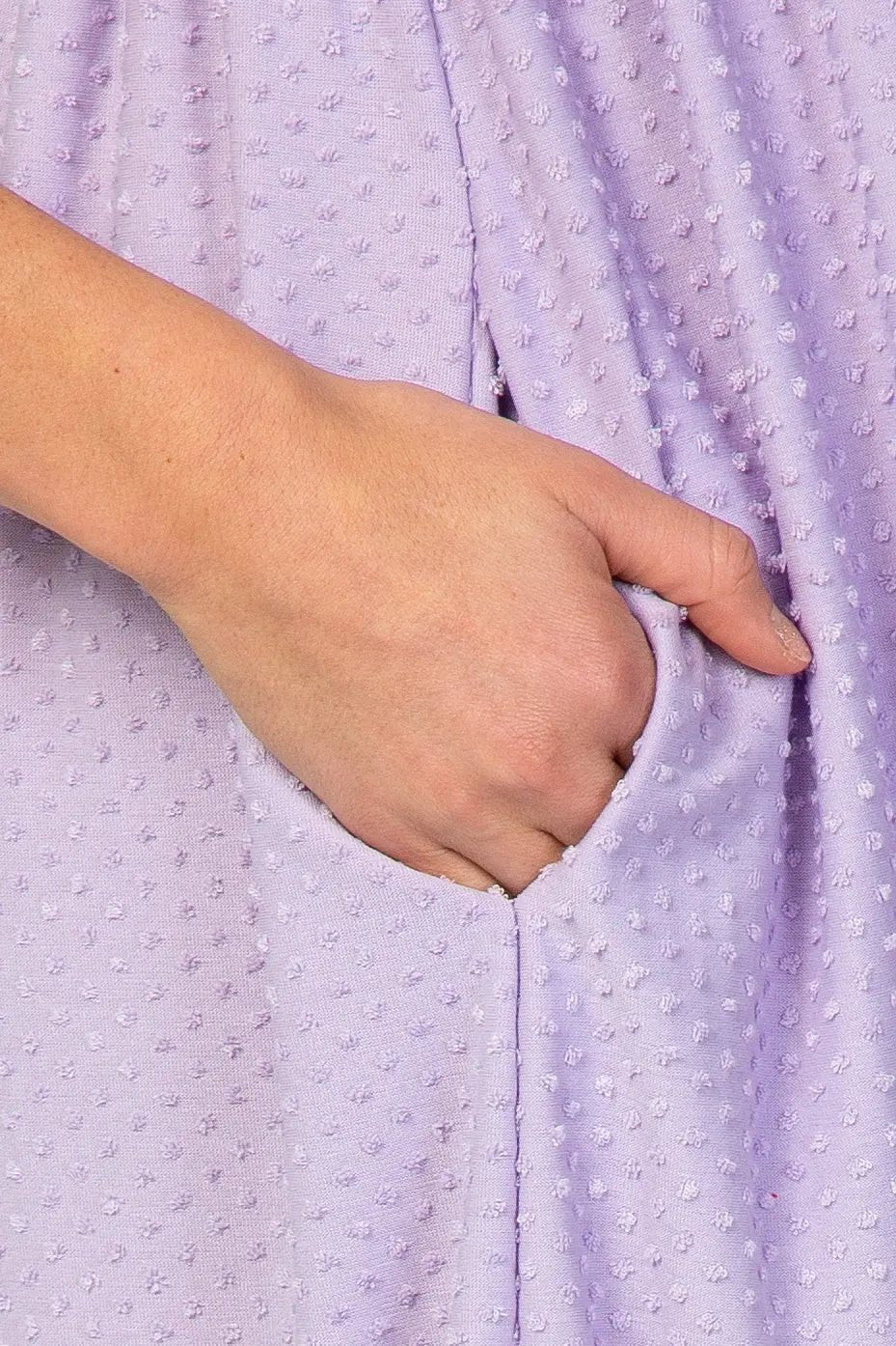 PinkBlush Lavender Swiss Dot Short Sleeve Maternity Dress - 