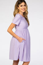PinkBlush Lavender Swiss Dot Short Sleeve Maternity Dress - 