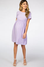 PinkBlush Lavender Swiss Dot Short Sleeve Maternity Dress - 