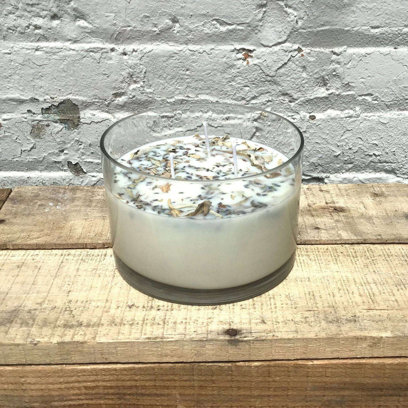 Lavender + White Sage Aromatherapy 3 Wick Large Soy Wax Candle - Everetts Place: Online Boutique - Diffusers, Oils & Candles