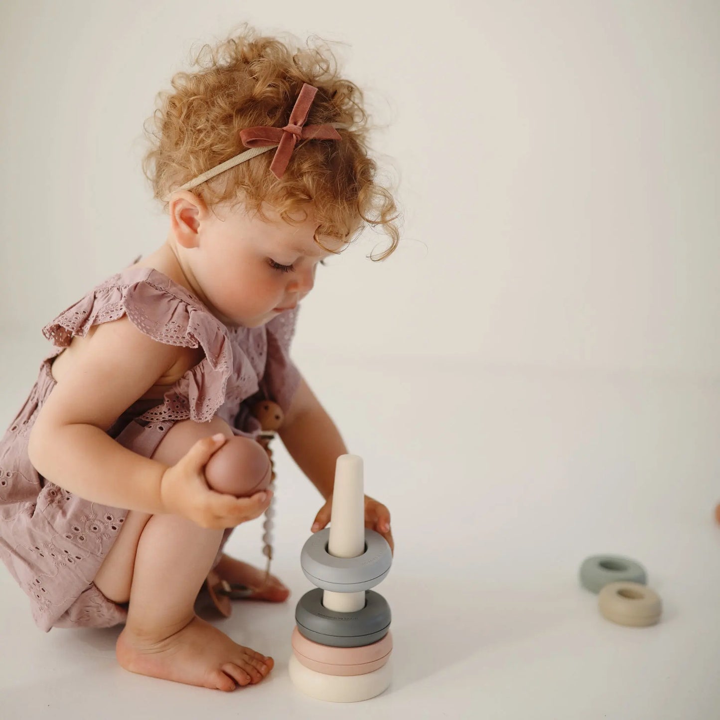 Stacking Rings Toy for Babies - Non-Toxic BPA Free Plastic Developmental Playset Mushie