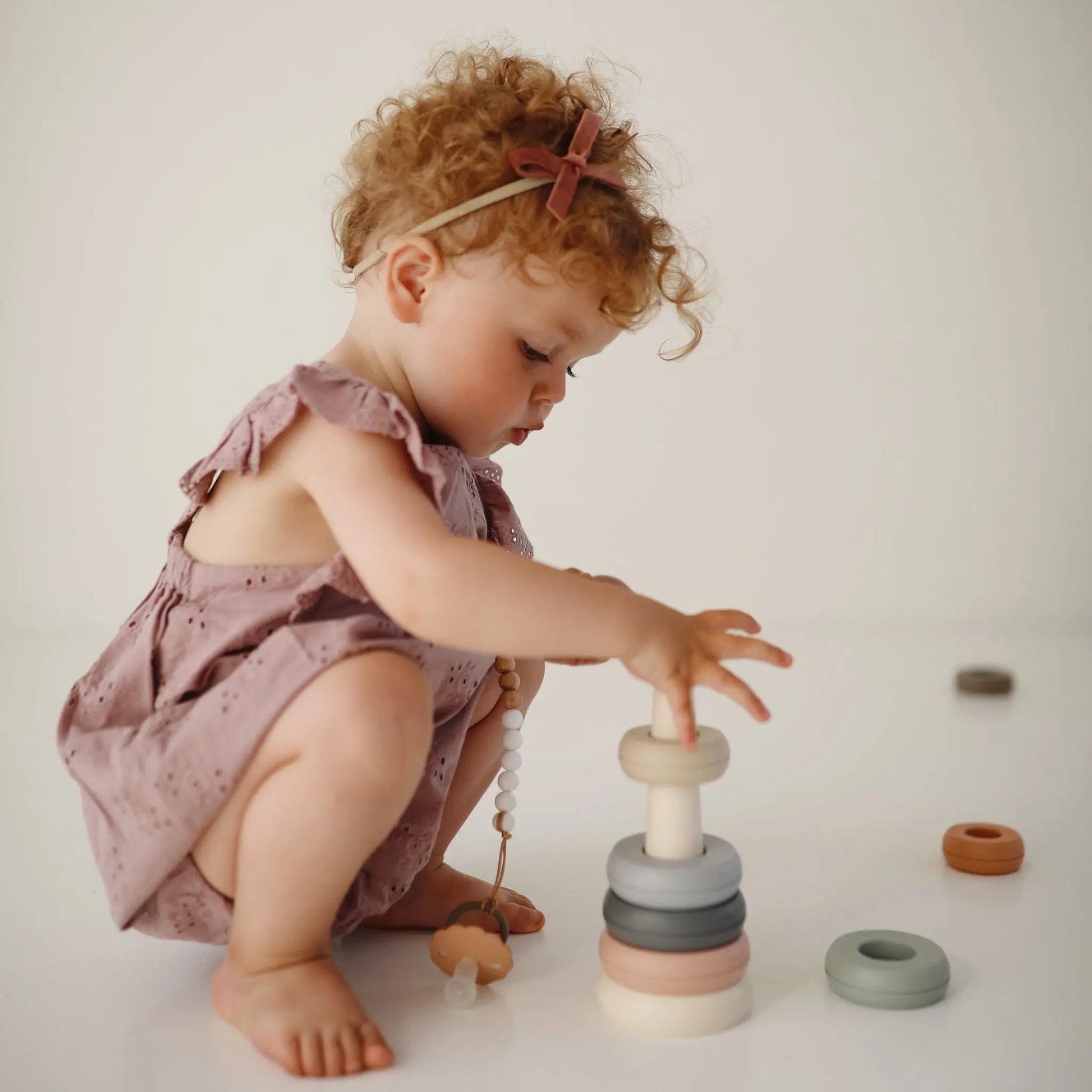 Stacking Rings Toy for Babies - Non-Toxic BPA Free Plastic Developmental Playset Mushie