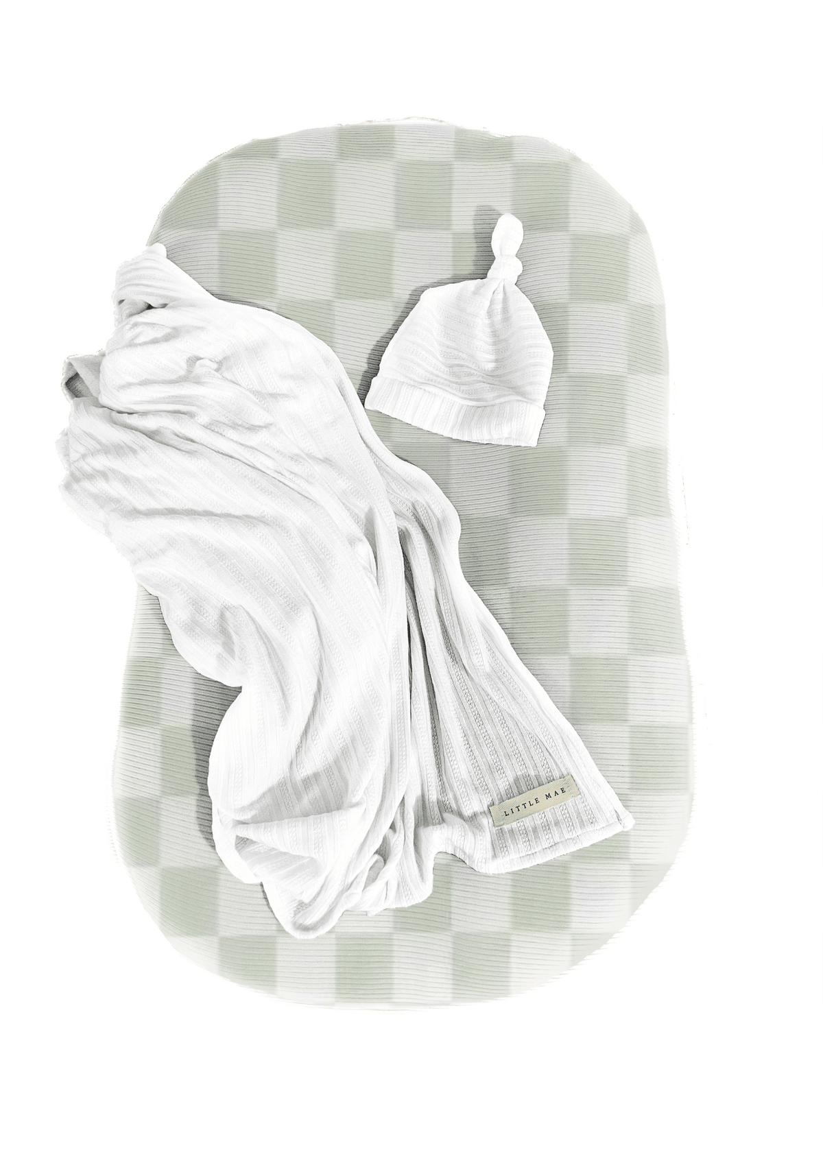 Little Mae & Co Leaf Green Checkered Baby Lounger CoverEveretts Place
