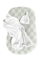 Little Mae & Co Leaf Green Checkered Baby Lounger CoverEveretts Place