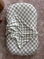 Little Mae & Co Leaf Green Checkered Baby Lounger CoverEveretts Place