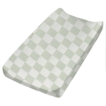 Little Mae & Co Leaf Green Checkered Changing Pad Cover - 