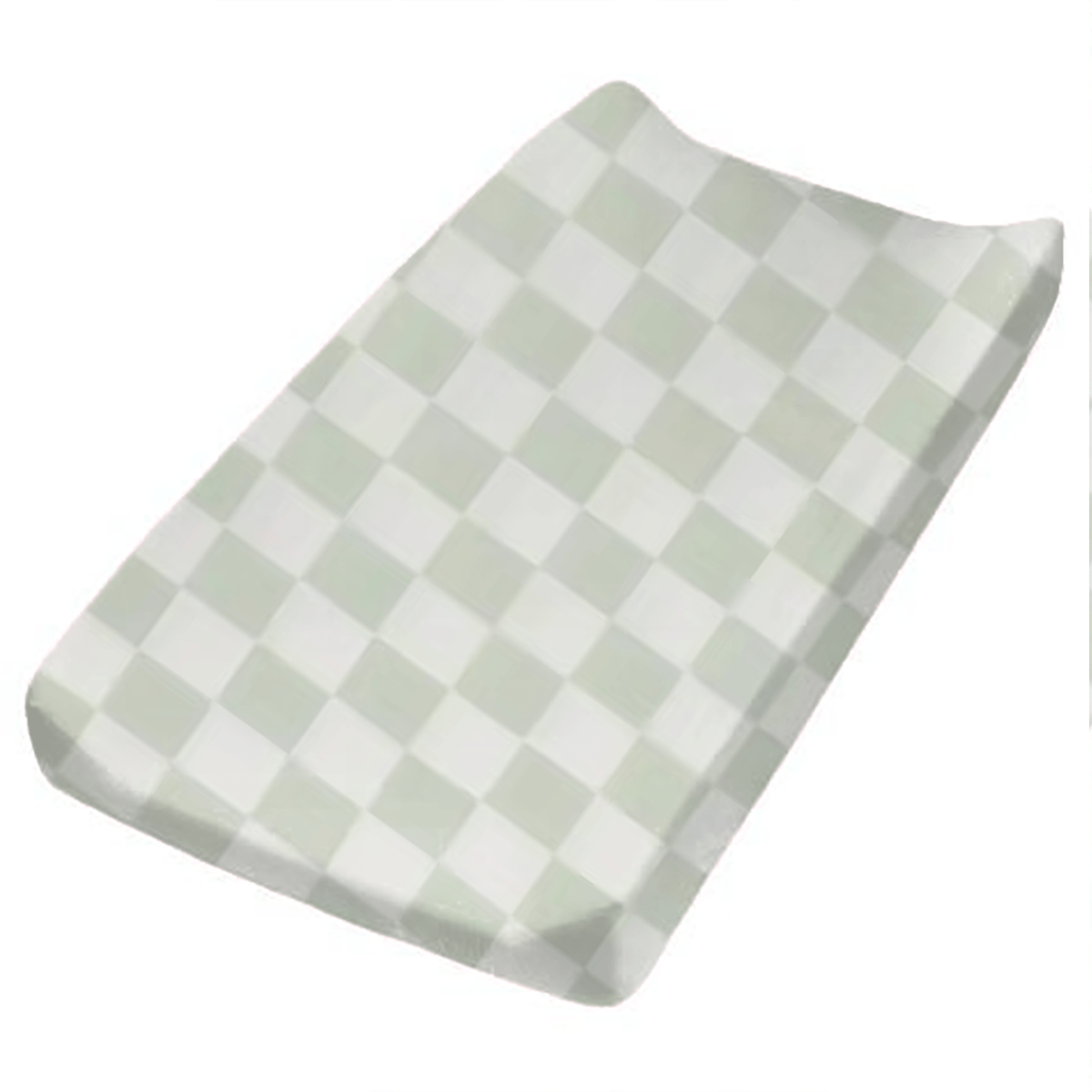 Little Mae & Co Leaf Green Checkered Changing Pad Cover - 