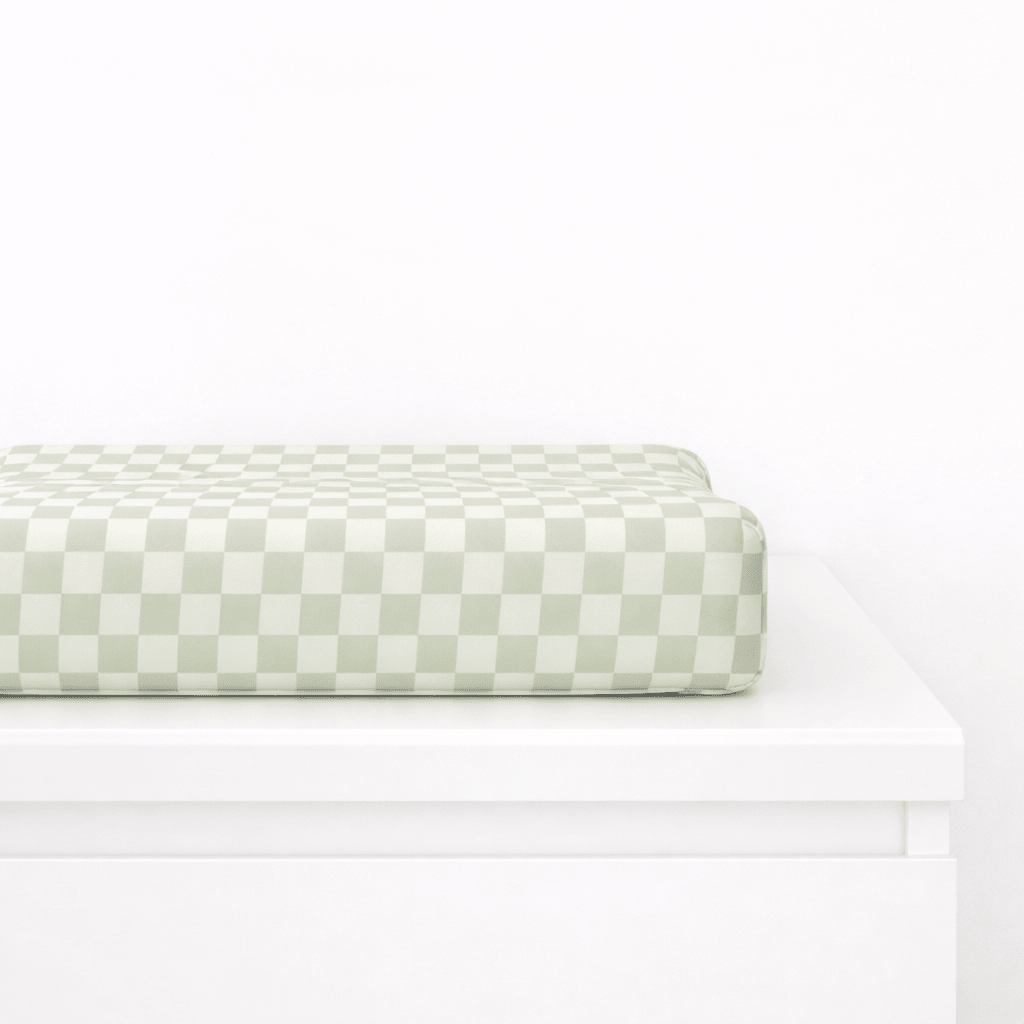 Little Mae & Co Leaf Green Checkered Changing Pad CoverEveretts Place