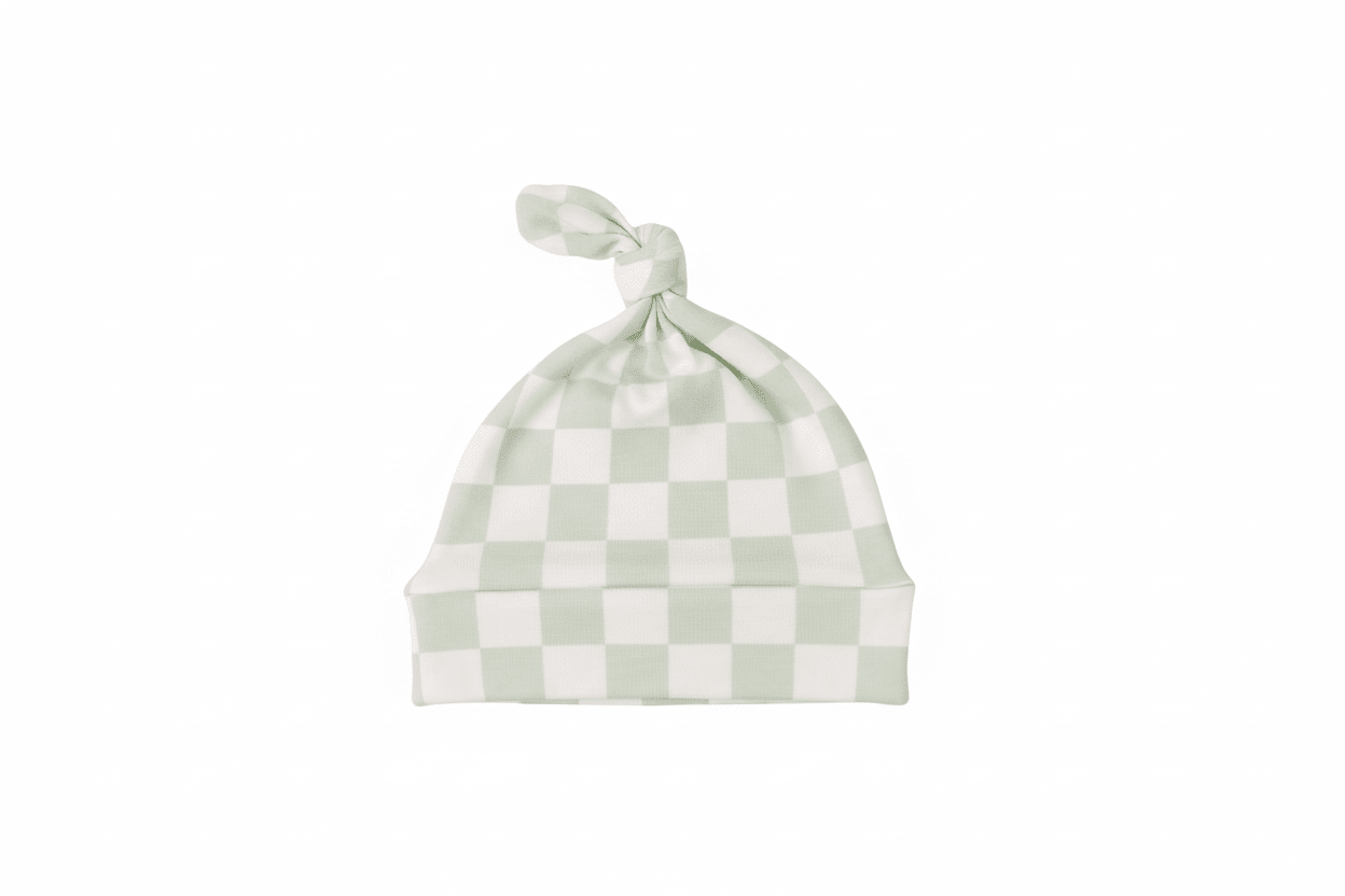Little Mae & Co Leaf Green Checkered Knotted HatEveretts Place