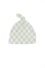 Little Mae & Co Leaf Green Checkered Knotted Hat - 
