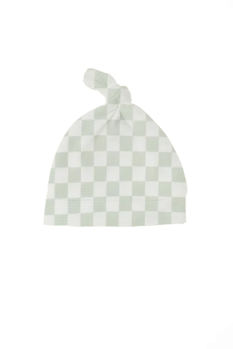 Little Mae & Co Leaf Green Checkered Knotted Hat - 