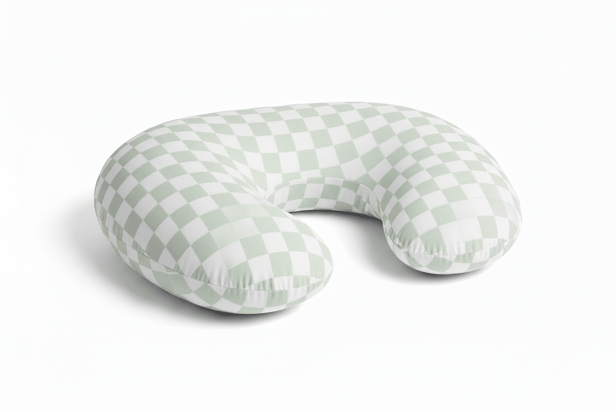 Little Mae & Co Leaf Green & White Checkered Nursing Pillow CoverEveretts Place