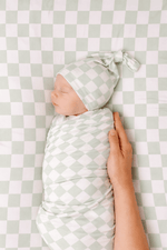 Little Mae & Co Leaf Green & White Checkered Stretch SwaddleEveretts Place