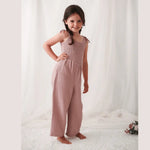 Bestaroo Leena Jumpsuit for Girls Blue Gauze with Adjustable Straps and Smocked Top - 