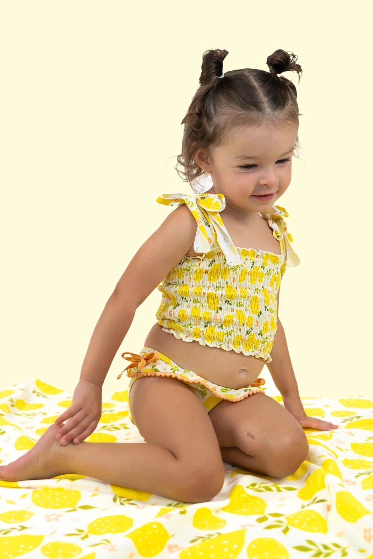 DREAM BIG LITTLE CO LEMON BLOSSOMS DREAM SMOCKED TANKINI TWO PIECE SWIM SUITEveretts Place