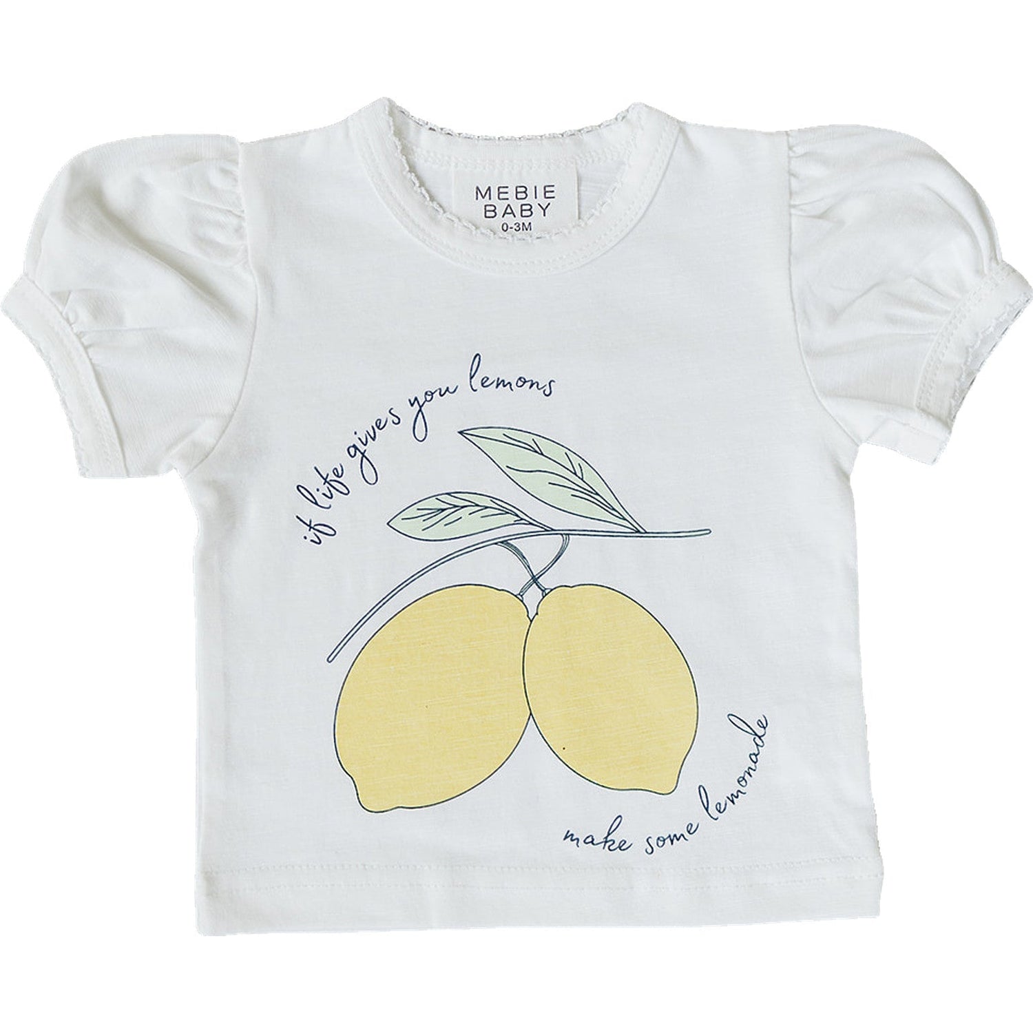 Baby and toddler tee with lemon design and detailed sleeves and neckline