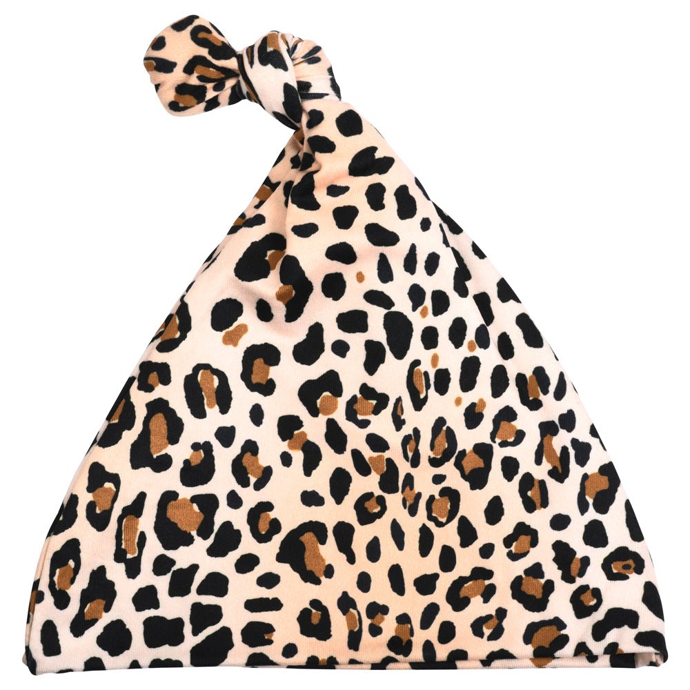 Three Little Tots Leopard Knotted Hat - old design - 