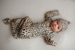 Three Little Tots Leopard Knotted Newborn Baby Gown - 