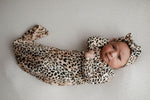 Three Little Tots Leopard Knotted Newborn Baby Gown - 