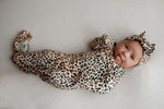 Three Little Tots Leopard Knotted Newborn Baby Gown - 