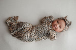 Three Little Tots Leopard Knotted Newborn Baby Gown - 