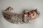Three Little Tots Leopard Knotted Newborn Baby Gown - 