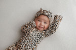 Three Little Tots Leopard Knotted Newborn Baby Gown - 