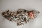 Three Little Tots Leopard Knotted Newborn Baby Gown - 