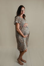 Three Little Tots Leopard Print Labor & Delivery Nursing Hospital Gown - 
