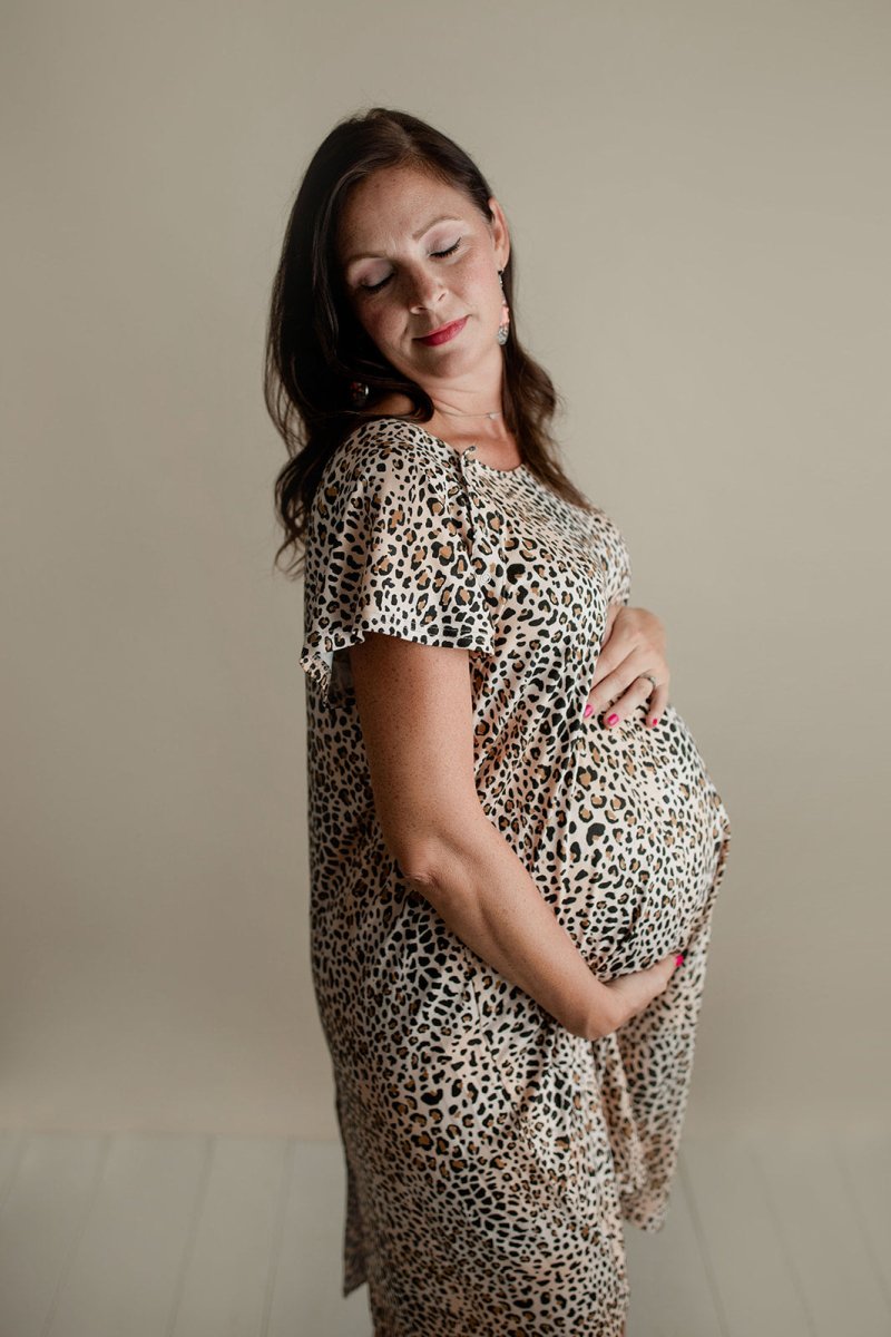 Three Little Tots Leopard Print Labor & Delivery Nursing Hospital Gown - 