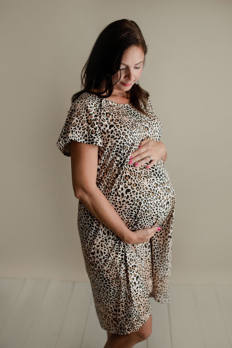 Three Little Tots Leopard Print Labor & Delivery Nursing Hospital Gown - 