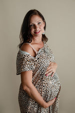 Three Little Tots Leopard Print Labor & Delivery Nursing Hospital Gown - 
