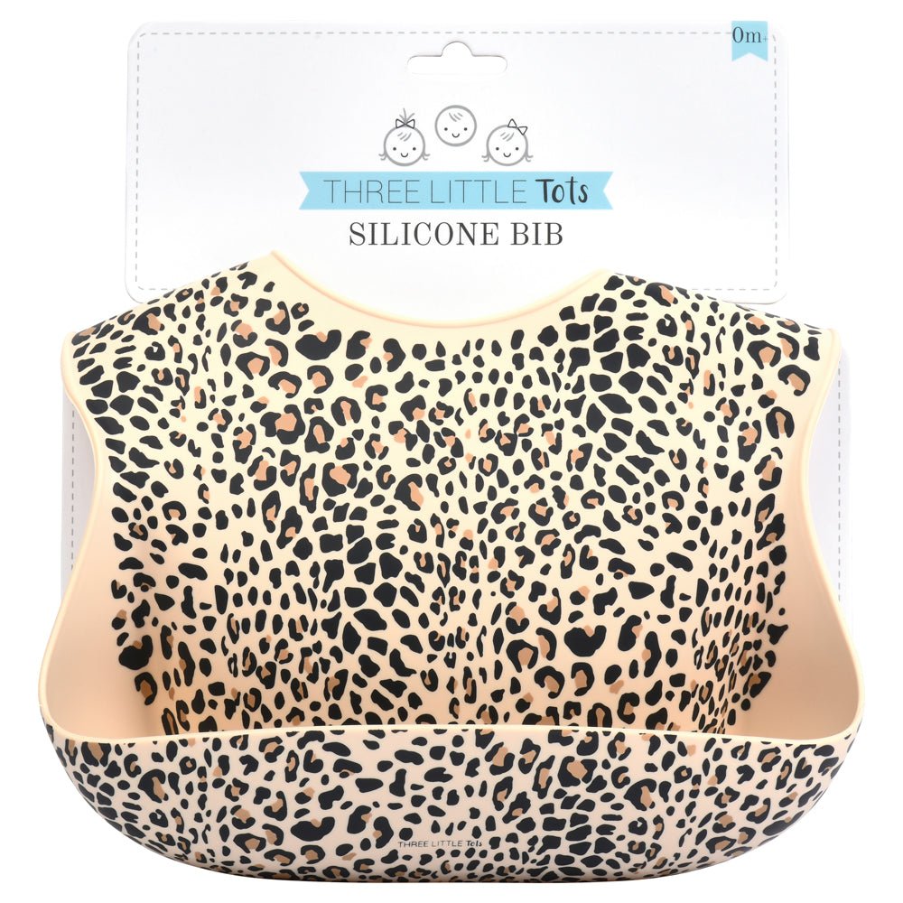 Three Little Tots Leopard Silicone Baby Bib - 