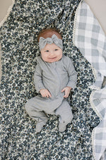 Mebie Baby Liberty Floral + Coastal Plaid Lace Muslin Quilt - 