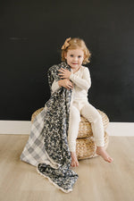 Mebie Baby Liberty Floral + Coastal Plaid Lace Muslin Quilt - 