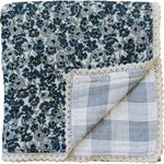 Mebie Baby Liberty Floral + Coastal Plaid Lace Muslin Quilt - 